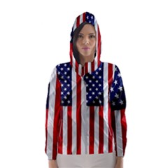 American Usa Flag Vertical Hooded Windbreaker (women)