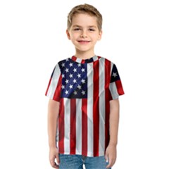 American Usa Flag Vertical Kids  Sport Mesh Tee