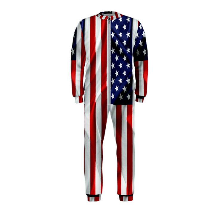 American Usa Flag Vertical OnePiece Jumpsuit (Kids)