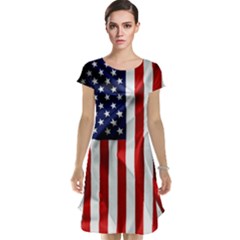 American Usa Flag Vertical Cap Sleeve Nightdress