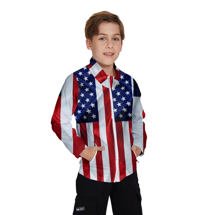 American Usa Flag Vertical Windbreaker (Kids)