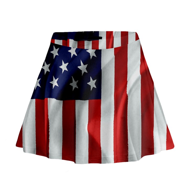 American Usa Flag Vertical Mini Flare Skirt