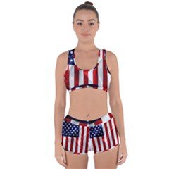 American Usa Flag Vertical Racerback Boyleg Bikini Set