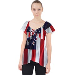 American Usa Flag Vertical Lace Front Dolly Top