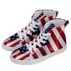 American Usa Flag Vertical Women s Hi-top Skate Sneakers