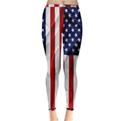 American Usa Flag Vertical Inside Out Leggings by FunnyCow