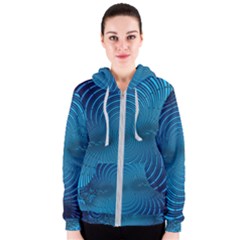 Blue Background Brush Particles Wave Women s Zipper Hoodie