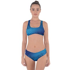 Blue Background Brush Particles Wave Criss Cross Bikini Set by Nexatart