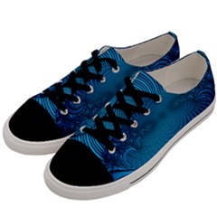 Blue Background Brush Particles Wave Men s Low Top Canvas Sneakers by Nexatart