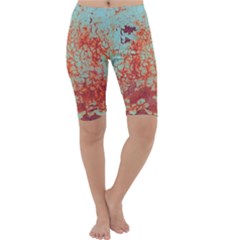 Orange Blue Rust Colorful Texture Cropped Leggings  by Nexatart