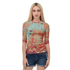 Orange Blue Rust Colorful Texture Quarter Sleeve Raglan Tee