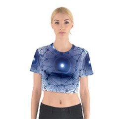 Network Social Abstract Cotton Crop Top by Nexatart