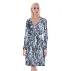 Pattern Abstract Desktop Fabric Long Sleeve Velvet Front Wrap Dress