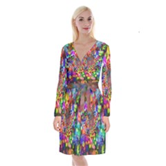 Background Color Pattern Structure Long Sleeve Velvet Front Wrap Dress