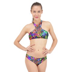 Background Color Pattern Structure High Neck Bikini Set