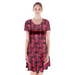 Fabric Pattern Desktop Textile Short Sleeve V-neck Flare Dress by Nexatart