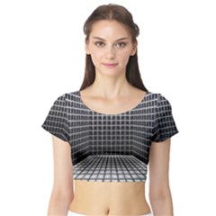 Space Glass Blocks Background Short Sleeve Crop Top