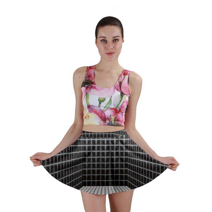 Space Glass Blocks Background Mini Skirt