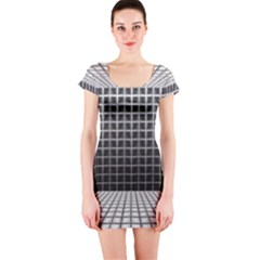 Space Glass Blocks Background Short Sleeve Bodycon Dress