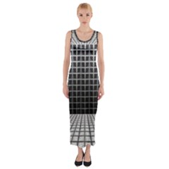 Space Glass Blocks Background Fitted Maxi Dress