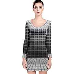 Space Glass Blocks Background Long Sleeve Velvet Bodycon Dress