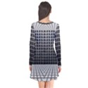 Space Glass Blocks Background Long Sleeve V-neck Flare Dress View2