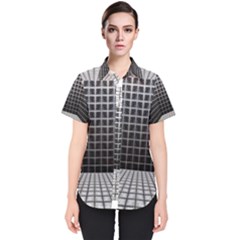 Space Glass Blocks Background Women s Short Sleeve Shirt