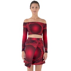 Abstract Scrawl Doodle Mess Off Shoulder Top With Skirt Set