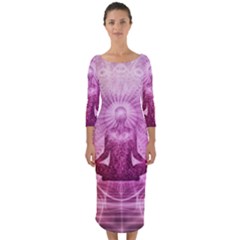 Meditation Spiritual Yoga Quarter Sleeve Midi Bodycon Dress