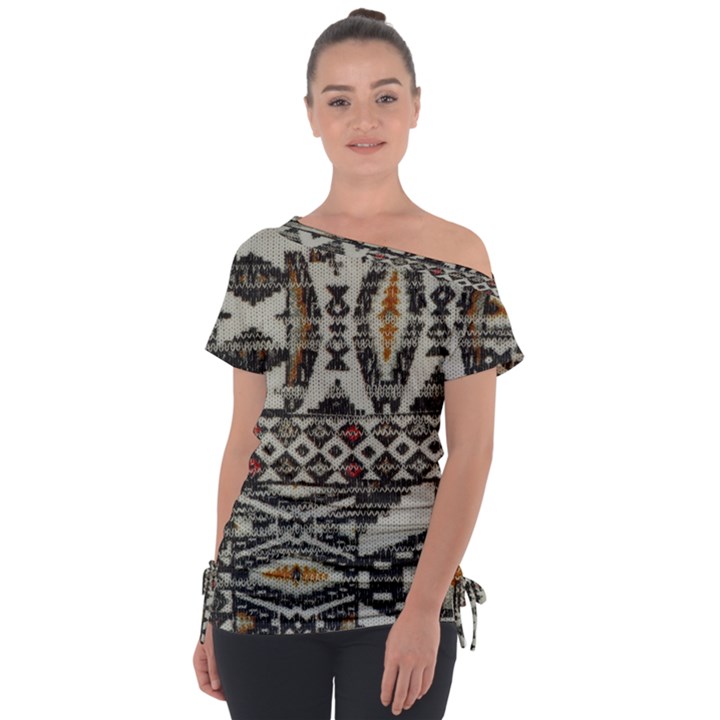 Fabric Textile Abstract Pattern Tie-Up Tee