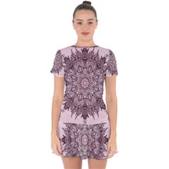 Mandala Pattern Fractal Drop Hem Mini Chiffon Dress by Nexatart