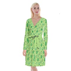 Funny Greens And Salad Long Sleeve Velvet Front Wrap Dress by kostolom3000shop