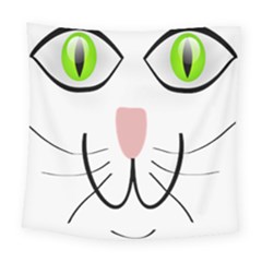 Cat Green Eyes Happy Animal Pet Square Tapestry (large)