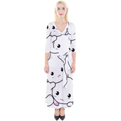 Kitty Cuddling Cat Kitten Feline Quarter Sleeve Wrap Maxi Dress by Sapixe