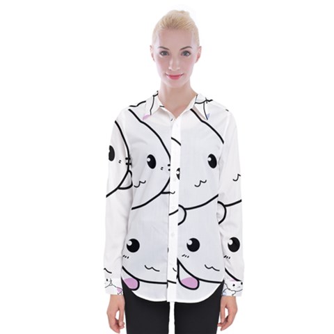 Kitty Cuddling Cat Kitten Feline Womens Long Sleeve Shirt by Sapixe