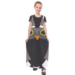 Sowa Owls Bird Wild Birds Pen Kids  Short Sleeve Maxi Dress by Sapixe