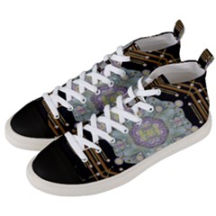 Butterflies And Flowers A In Romantic Universe Men s Mid-top Canvas Sneakers by pepitasart