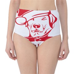 Dog Santa Hat Winter Christmas Classic High-Waist Bikini Bottoms