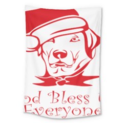 Dog Santa Hat Winter Christmas Large Tapestry