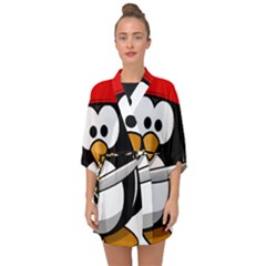 Penguin Pirate Tux Animal Bandana Half Sleeve Chiffon Kimono by Sapixe