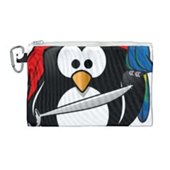 Penguin Pirate Tux Animal Bandana Canvas Cosmetic Bag (large) by Sapixe