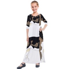 Black White Dog Beagle Pet Animal Kids  Quarter Sleeve Maxi Dress by Sapixe