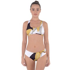 Black Yellow Dog Beagle Pet Criss Cross Bikini Set