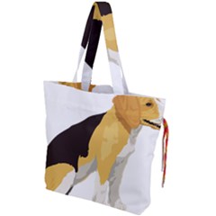 Black Yellow Dog Beagle Pet Drawstring Tote Bag by Sapixe
