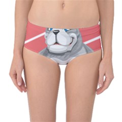 Bulldog Dog Animal Pet Heart Fur Mid-waist Bikini Bottoms