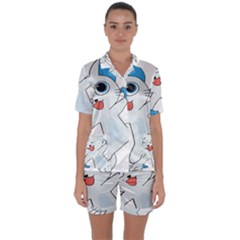 Animal Anthropomorphic Satin Short Sleeve Pyjamas Set