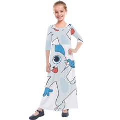 Animal Anthropomorphic Kids  Quarter Sleeve Maxi Dress