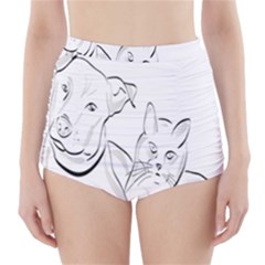 Dog Cat Pet Silhouette Animal High-waisted Bikini Bottoms