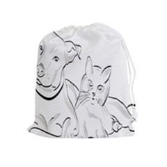 Dog Cat Pet Silhouette Animal Drawstring Pouches (extra Large)