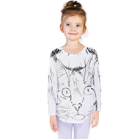 Cat Feline Animal Pet Kids  Long Sleeve Tee by Sapixe